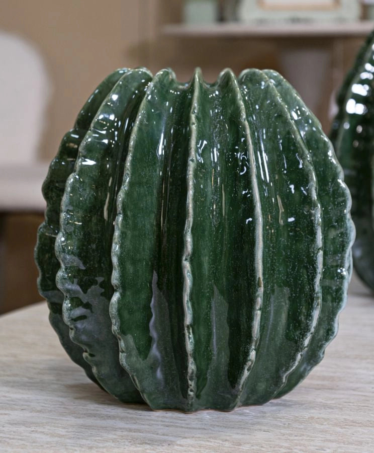 Vaso Cactus Ball Ø23,5x24,5 cm in Ceramica Verde