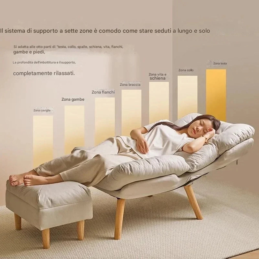 Poltrona Reclinabile Poggiapiedi Beige Imbottitura Alta Densità Seduta Ergonomica