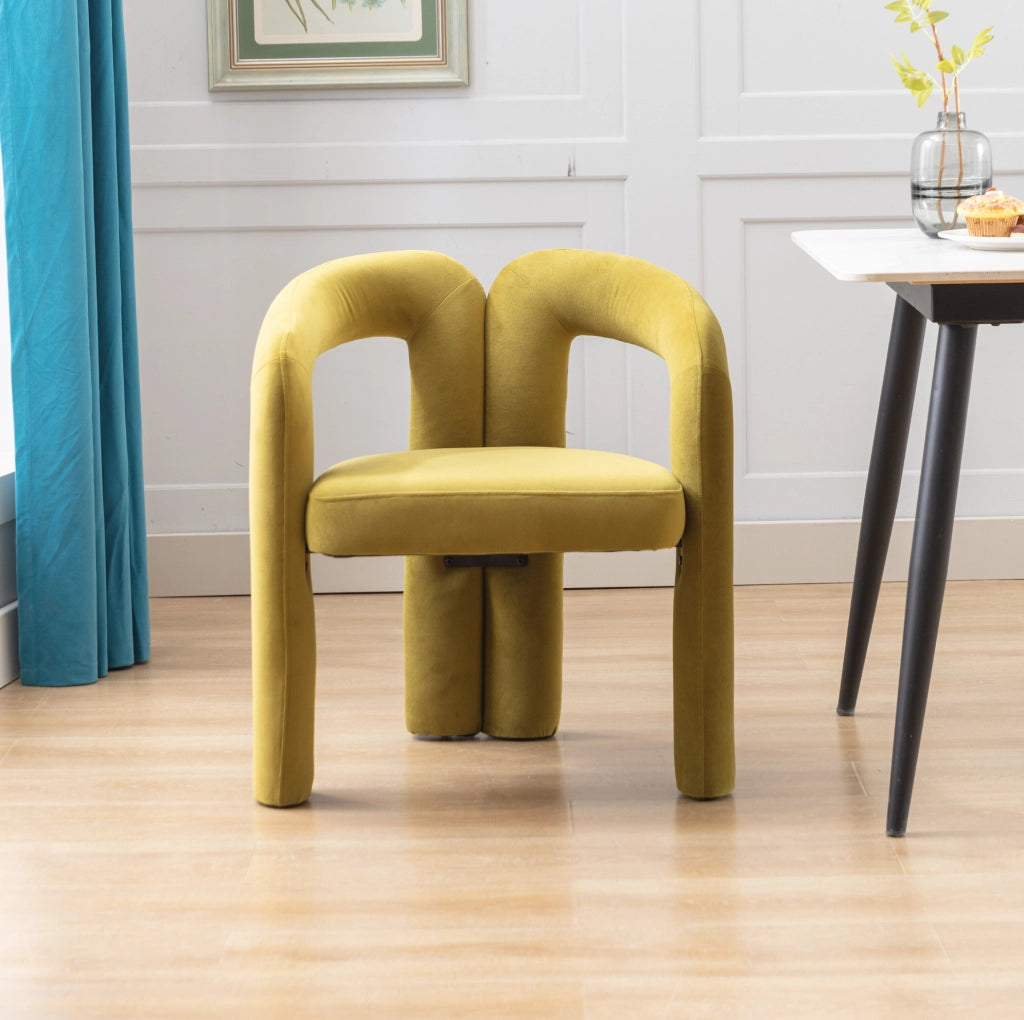 Sedia da pranzo in velluto verde oliva con braccioli; 64 x 50;5 x 71 cm