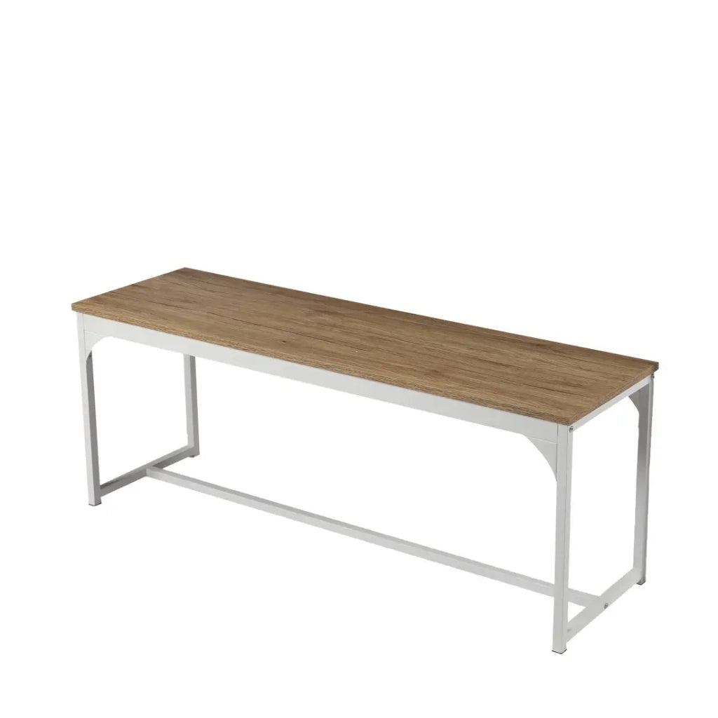 Panchina in legno con struttura in metallo bianco collezione PUEBLO - Dimensioni 120x46x35 cm