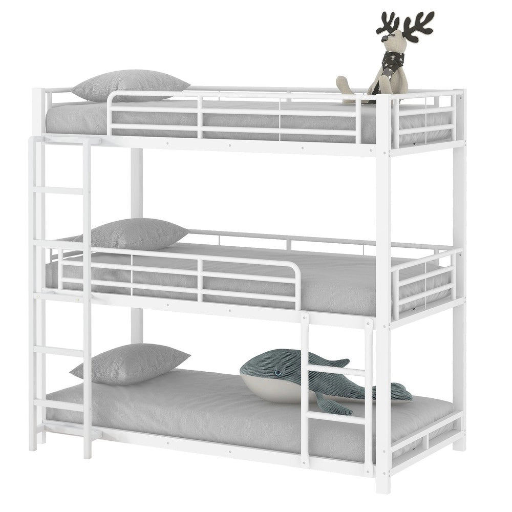Letto a Castello Triplo ¨C MINIMAL ¨C Metallo Bianco 90x200