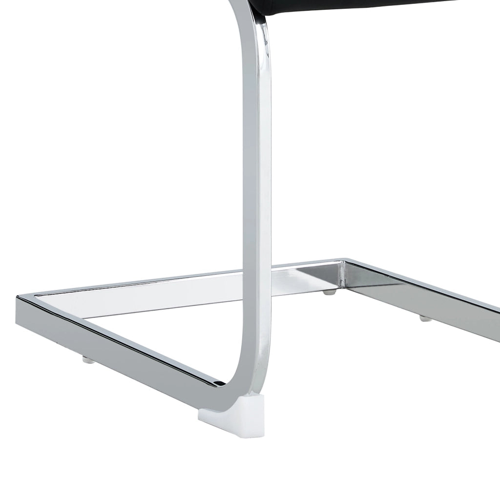 Sedia da pranzo nera con schienale ergonomico in PU e lino