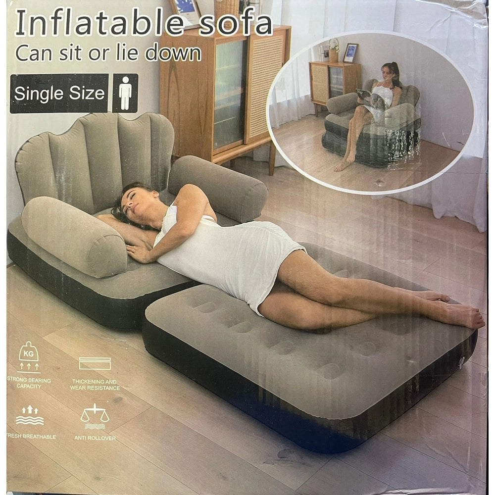 Trade Shop - Poltrona Gonfiabile Divano Letto Ad Aria Pieghevole Portatile Materasso Campeggio -
