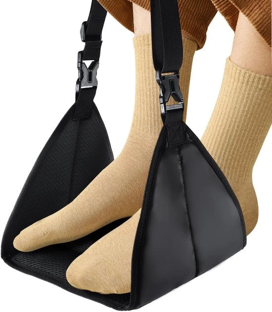 Sostegno per piedi, Sostegno per piedi da viaggio di alta qualità, Cuscino per la testa, Sostegno per piedi portatile, Sostegno per piedi da viaggio a mano, Sostegno per piedi regolabile in altezza, Accessori da viaggio Sostegno per piedi e Cuscino (nero)