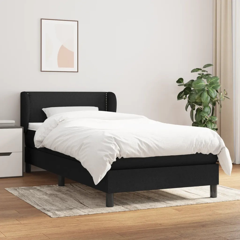 Giroletto a Molle con Materasso-Struttura Letto Nero 80x200 cm inTessuto 846124