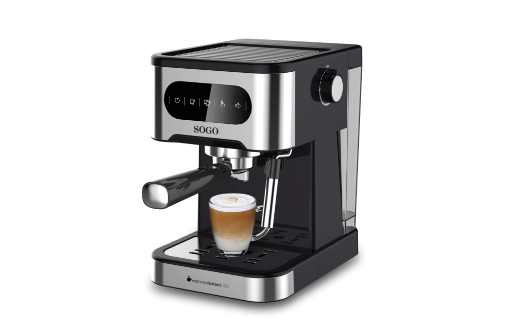 Macchina caffè espresso 20 bar 1350W con cappuccinatore e serbatoio 1,5L, pannello touch per cappuccino e latte - Sogo