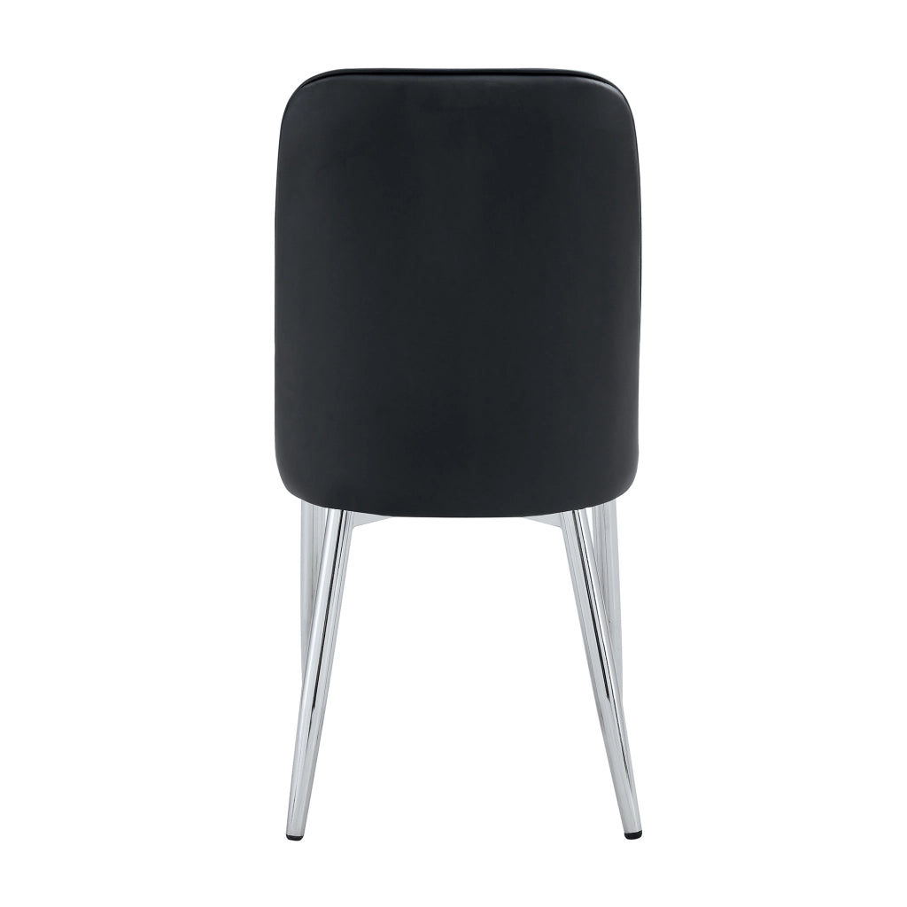 Sedie da Pranzo in Similpelle Nera con Gambe in Metallo ¨C MINIMAL ¨C Set 2 Pezzi