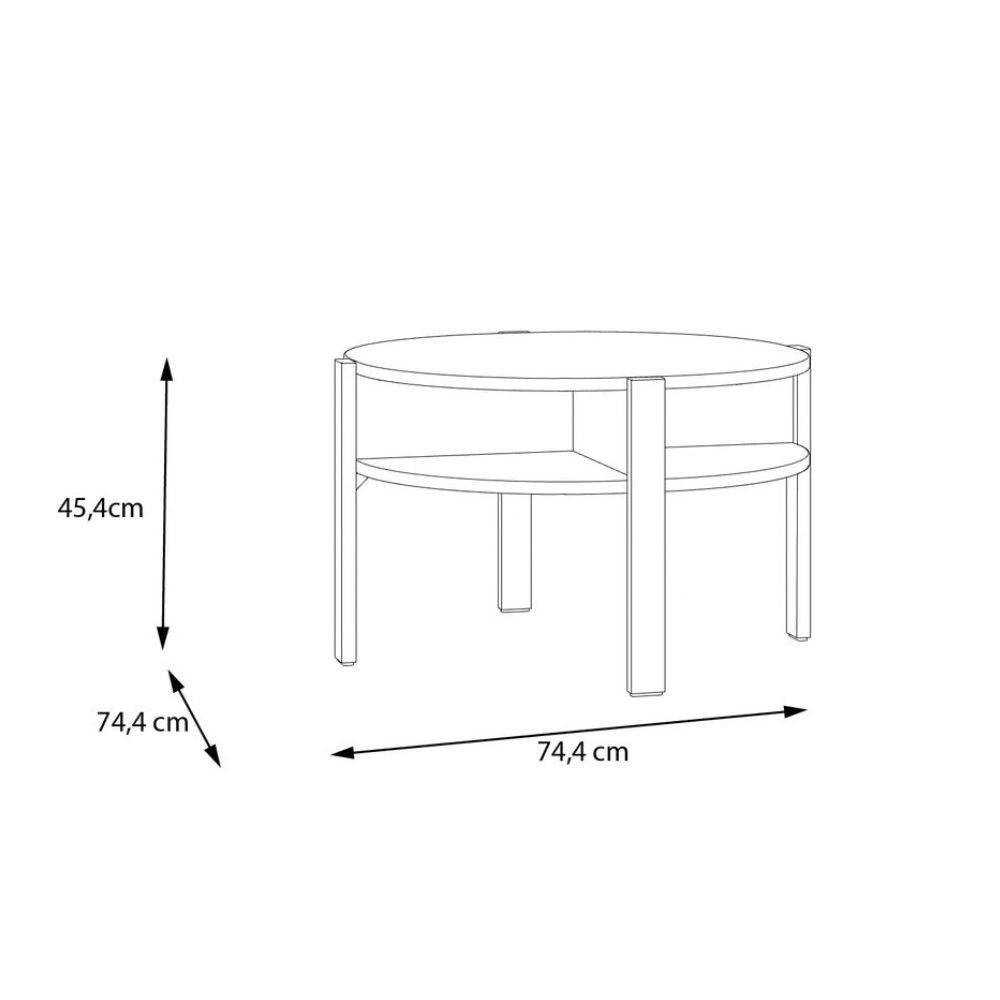 Tavolino da salotto Aura rotondo 74 cm con ripiano inferiore colore cashmere