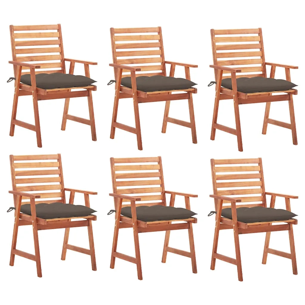 Sedie da Pranzo da Esterni con Cuscini 6 pz Massello di Acacia 3078370