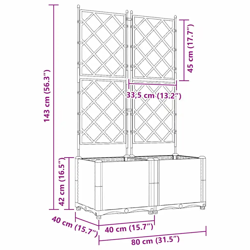 Vaso da giardino 2 pcs Grigio Chiaro 80 x 40 x 143 cm Plastica 42002884