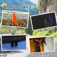 Carrello per Cani con Reti protettive, Bandierine e Catarifrangenti, 130x73x94 cm, Blu e Grigio