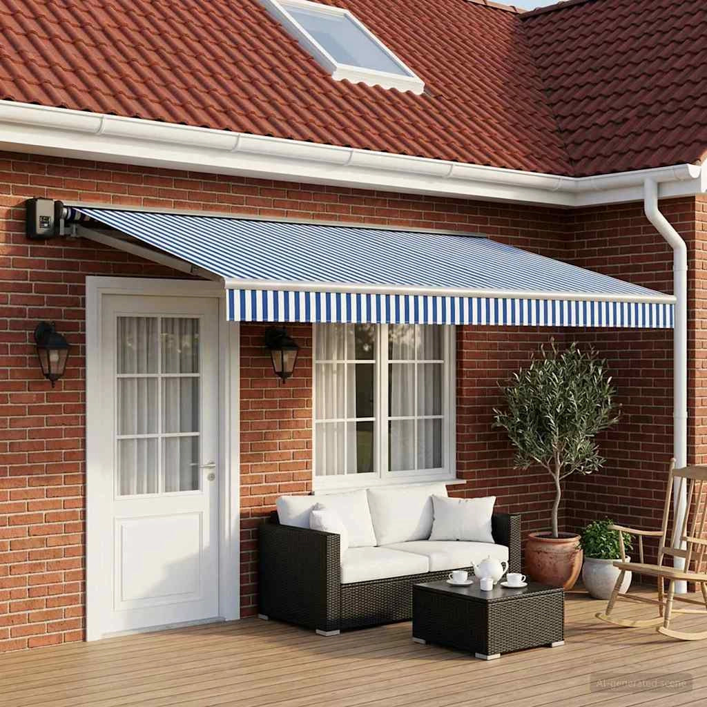 Telo di ricambio per tenda da sole Blu e Bianco 500 × 300 cm 3444187