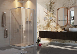 Box Doccia Angolare 70x90 cm 2 Ante Scorrevoli in Cristallo Trasparente 6mm H185 Fosterberg Dragor