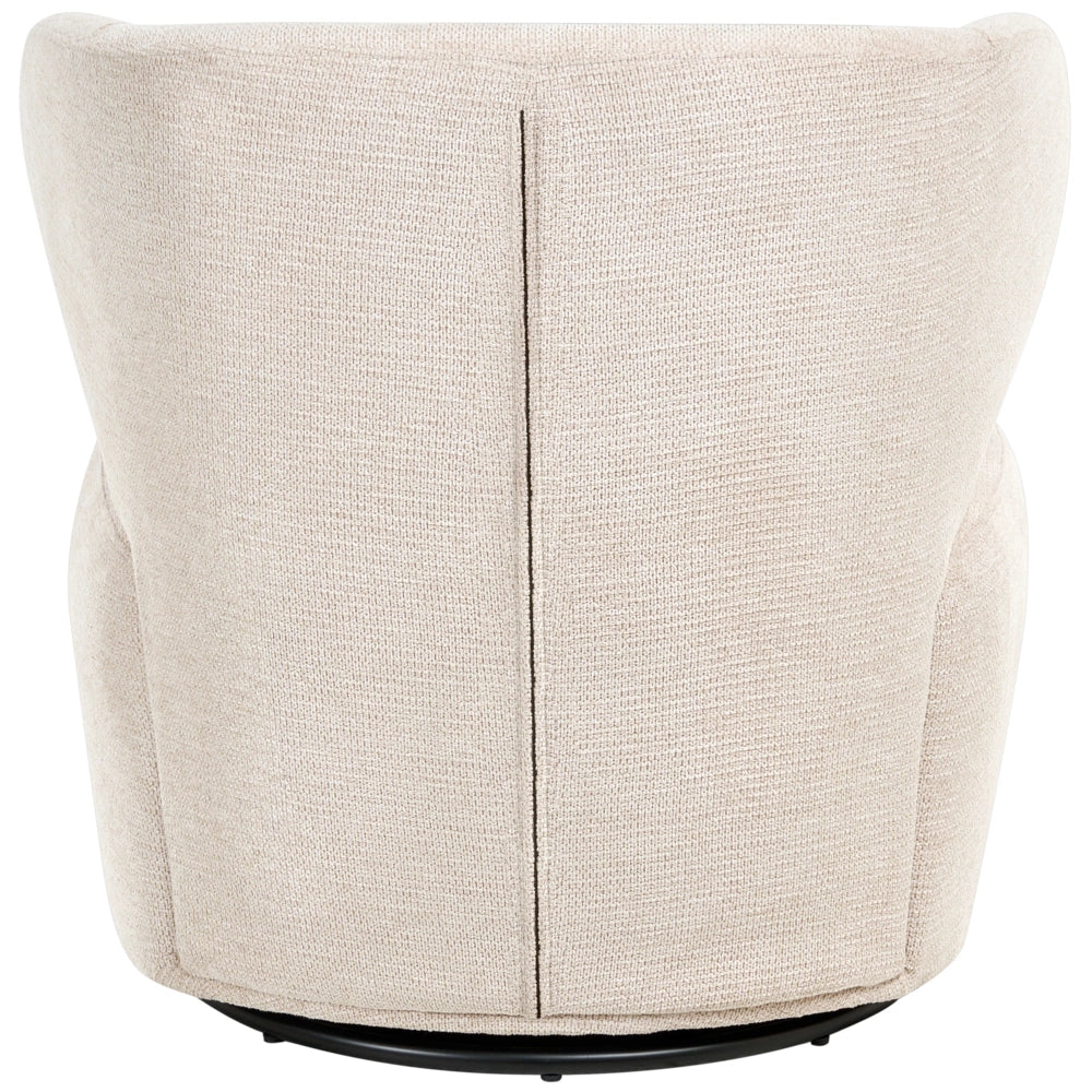Poltrona d'accento Beige Poliestere Rivestita Girevole Moderna Grande Seduta Quadrata Schienale Curvo