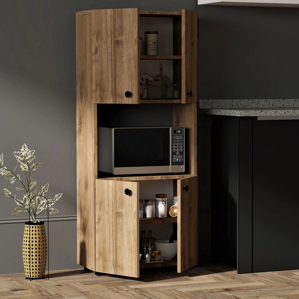 Madia Sestu, Credenza 2 Ripiani, 60x31x140h cm Marrone Noce