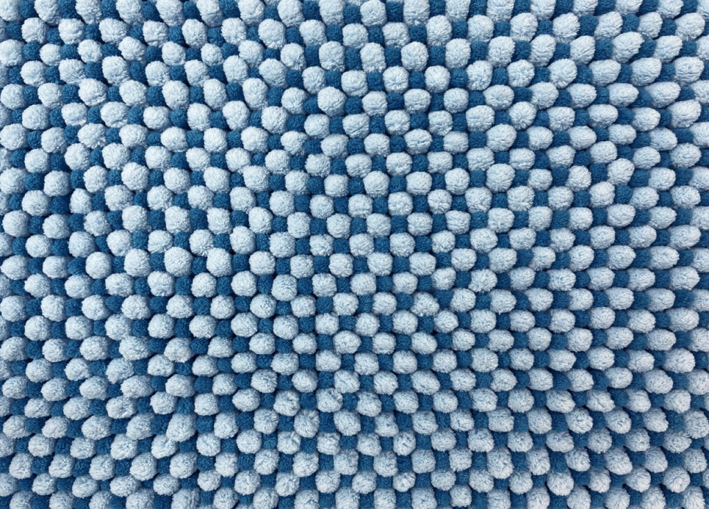 Tappeto Bagno Doccia Antiscivolo In Ciniglia Super Assorbente Modello Dots - Parure 3 Pezzi - Cielo