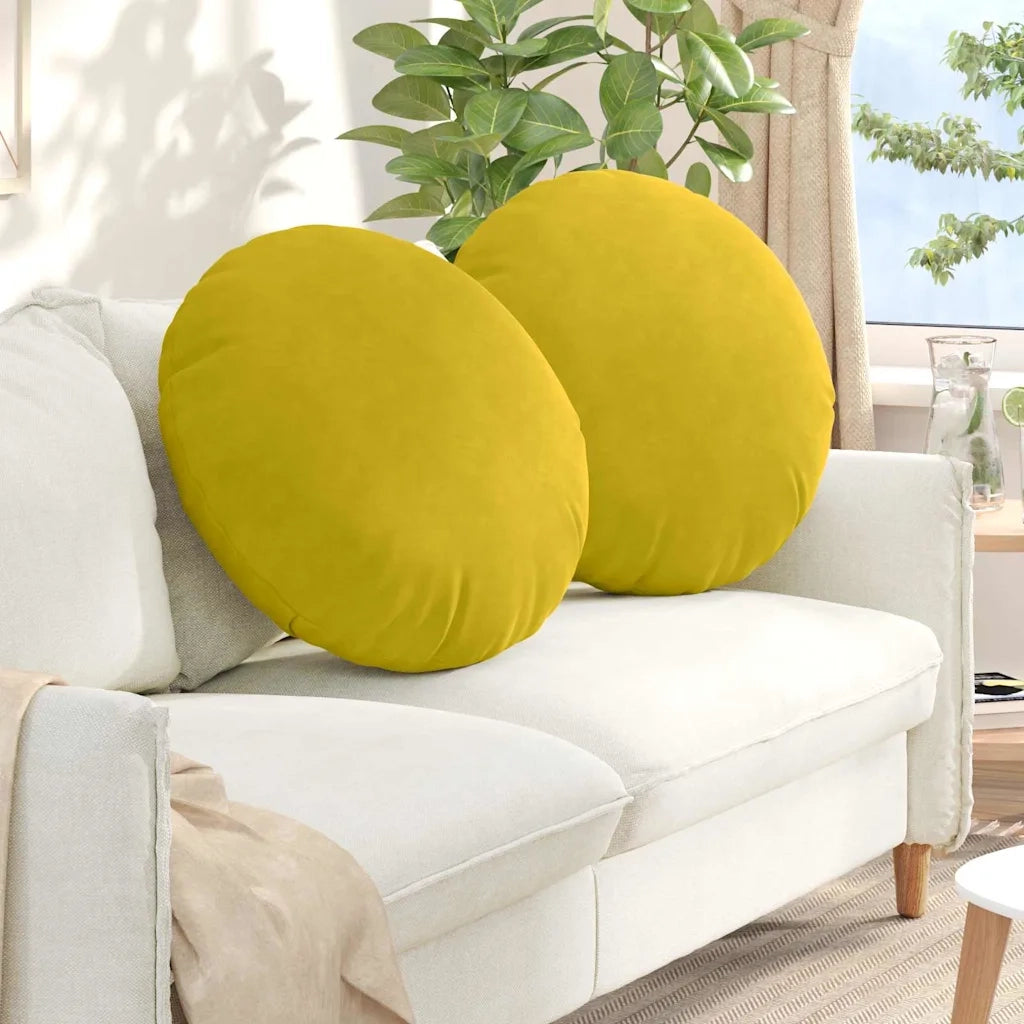 Cuscini per Seduta 2 pcs Giallo Ø 80 x 29 cm Velluto