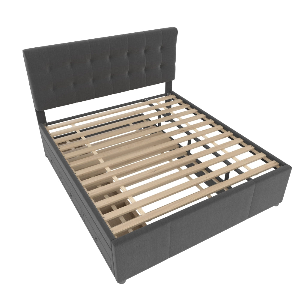 letto imbottito lino grigio 140 x 200 cm