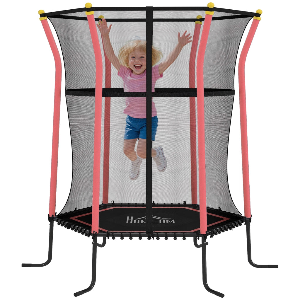 Trampolino Elastico per Bambini con Rete di Sicurezza ¨C zephmum ¨C ? 163.5x190 cm, Rosso