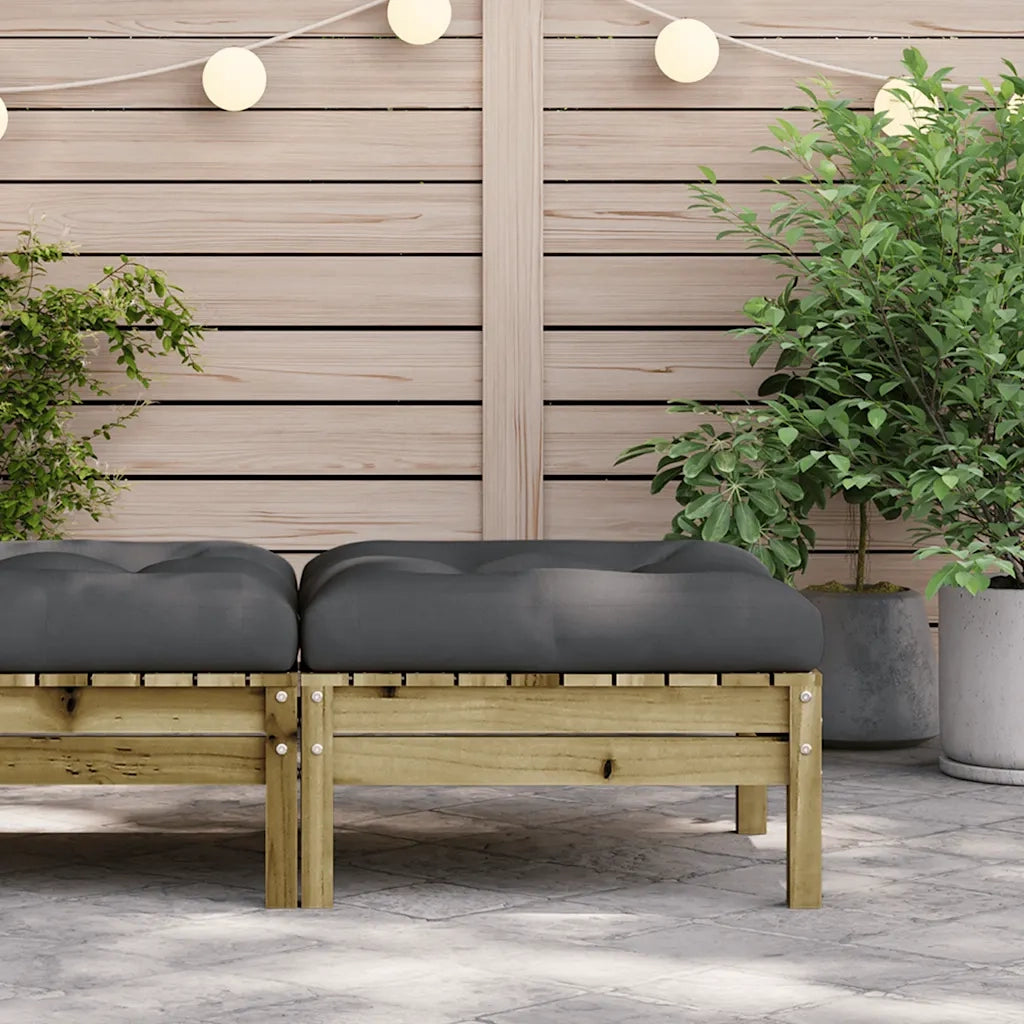 Sedia da giardino-Poggiapiedi da Giardino con Cuscino in Legno Impregnato di Pino 999404