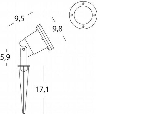 Faro Faretto con Picchetto Ip44 Gu10 50W 220V Colore Nero per Esterno Linea Spot Sovil