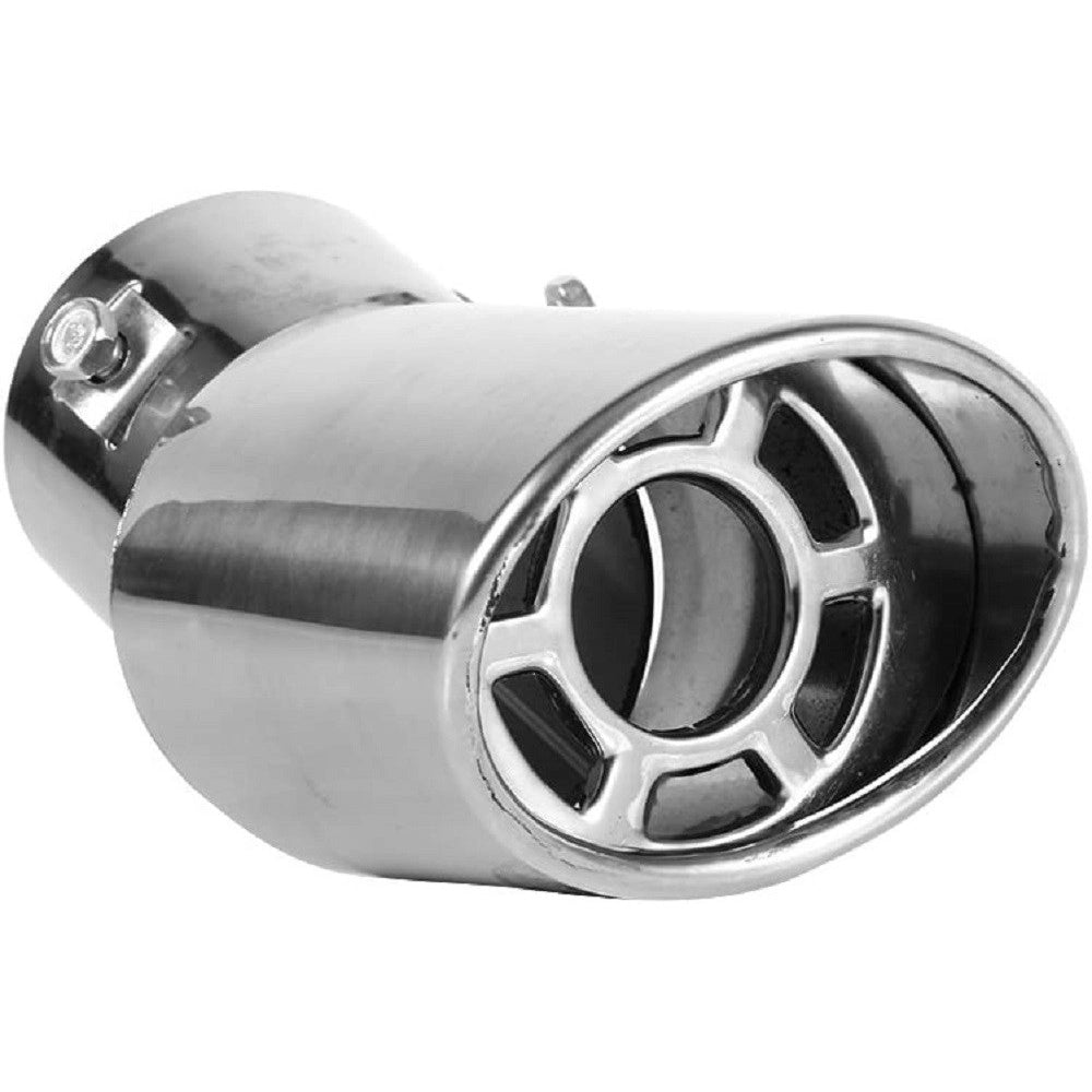Trade Shop - Terminale Di Scarico Marmitta Universale Posteriore 62mm In Acciaio Silenziatore -