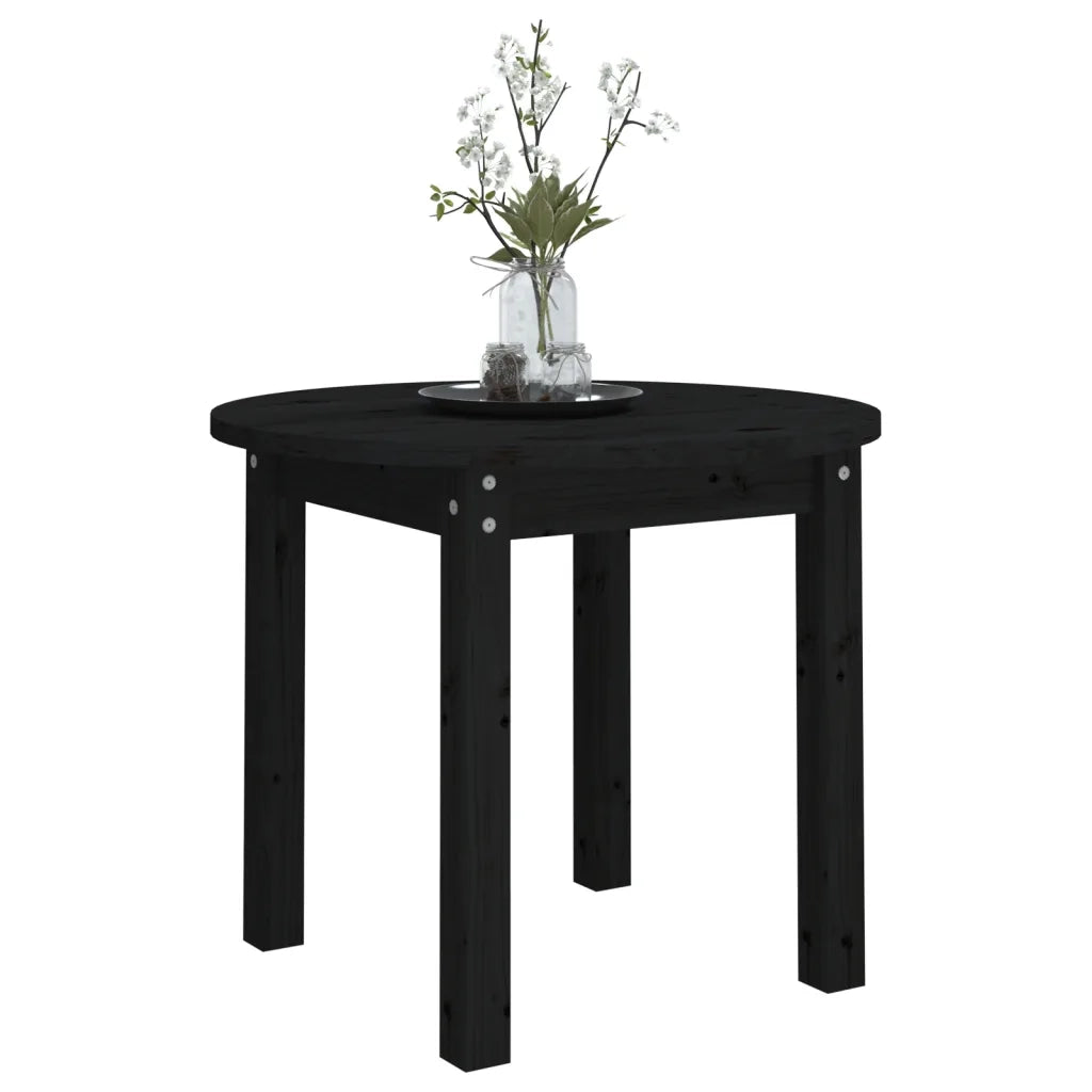 Tavolino da Salotto Nero Ã˜ 55x45 cm in Legno Massello di Pino cod mxl 5676