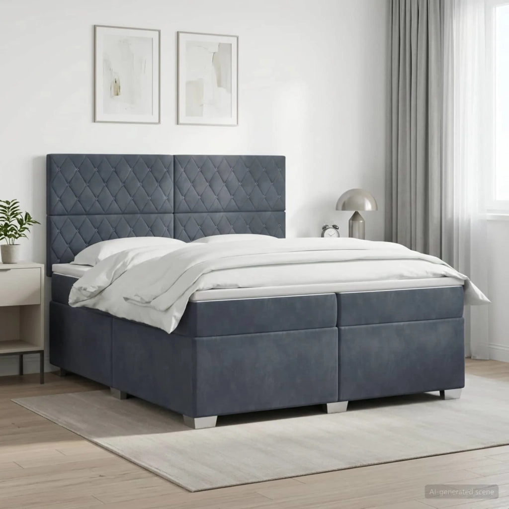 Letto box spring con materasso Grigio Scuro 200 x 200 cm 3453705