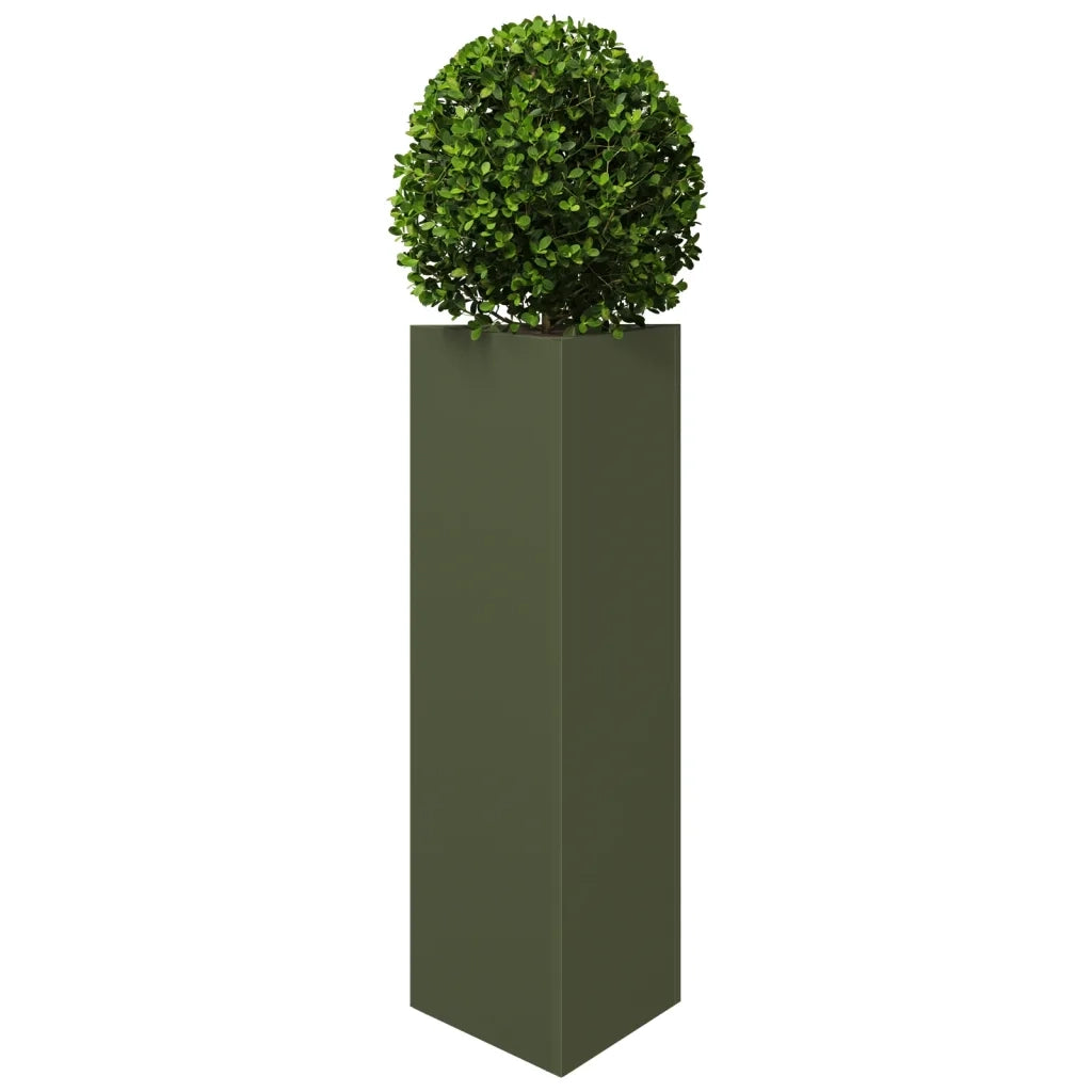 Fioriere 2 pz Verde Oliva Triangolari 30x26x75 cm in Acciaio 851150