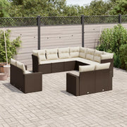 Set Divani da Giardino 11 pz con Cuscini Polyrattan Marronecod mxl 113232
