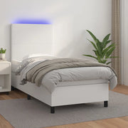Giroletto Molle con Materasso e LED-Struttura Letto Bianco 80x200 cm Similpelle 658934