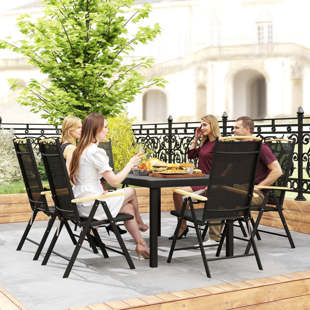 Set da pranzo pieghevole 6 posti ¨C zephmum ¨C Tavolo+6 sedie in alluminio mesh nero