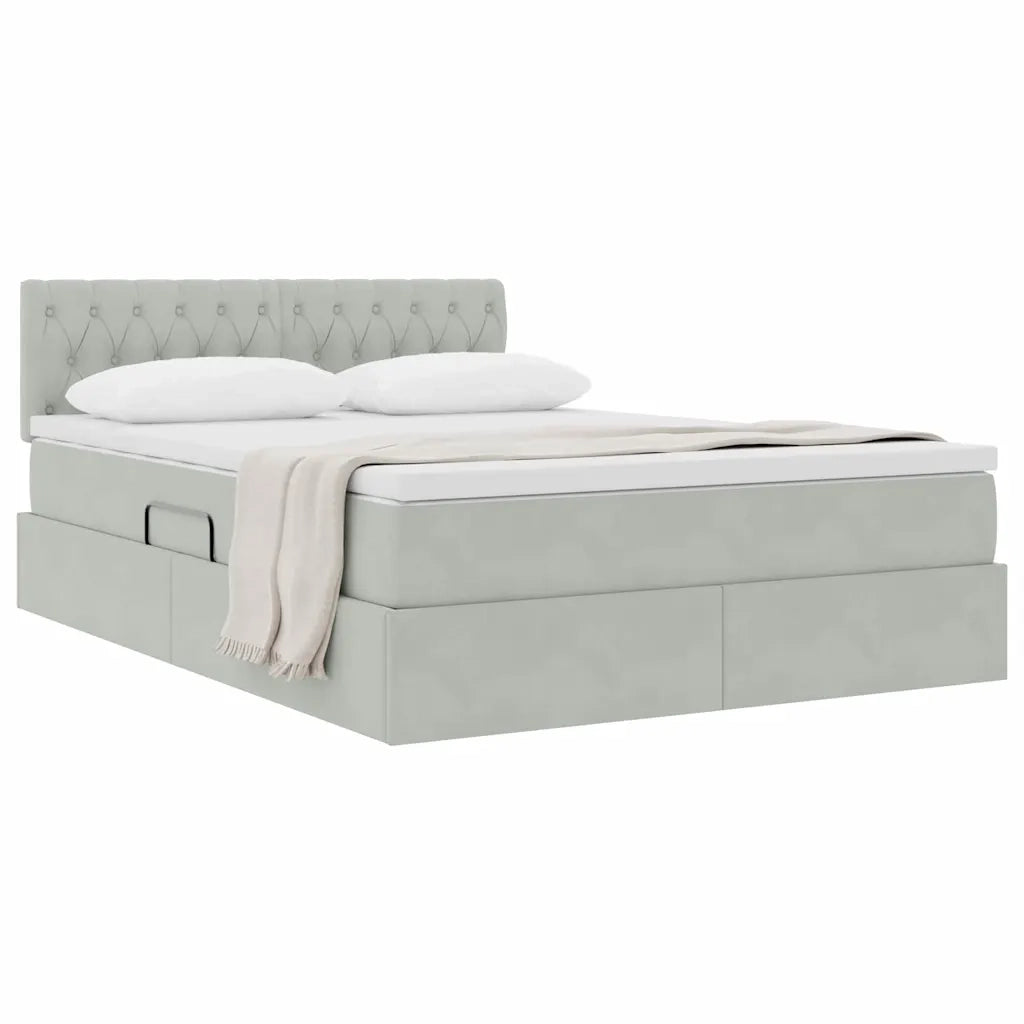 Letto con Contenitore Grigio chiaro 140 x 190 cm Velluto 3370815