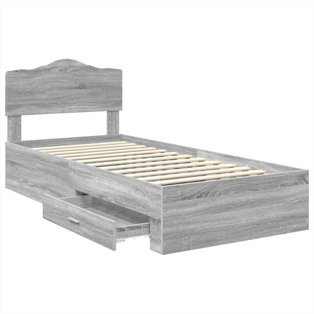 Struttura del letto con testiera Grigio Sonoma 100 x 200 cm