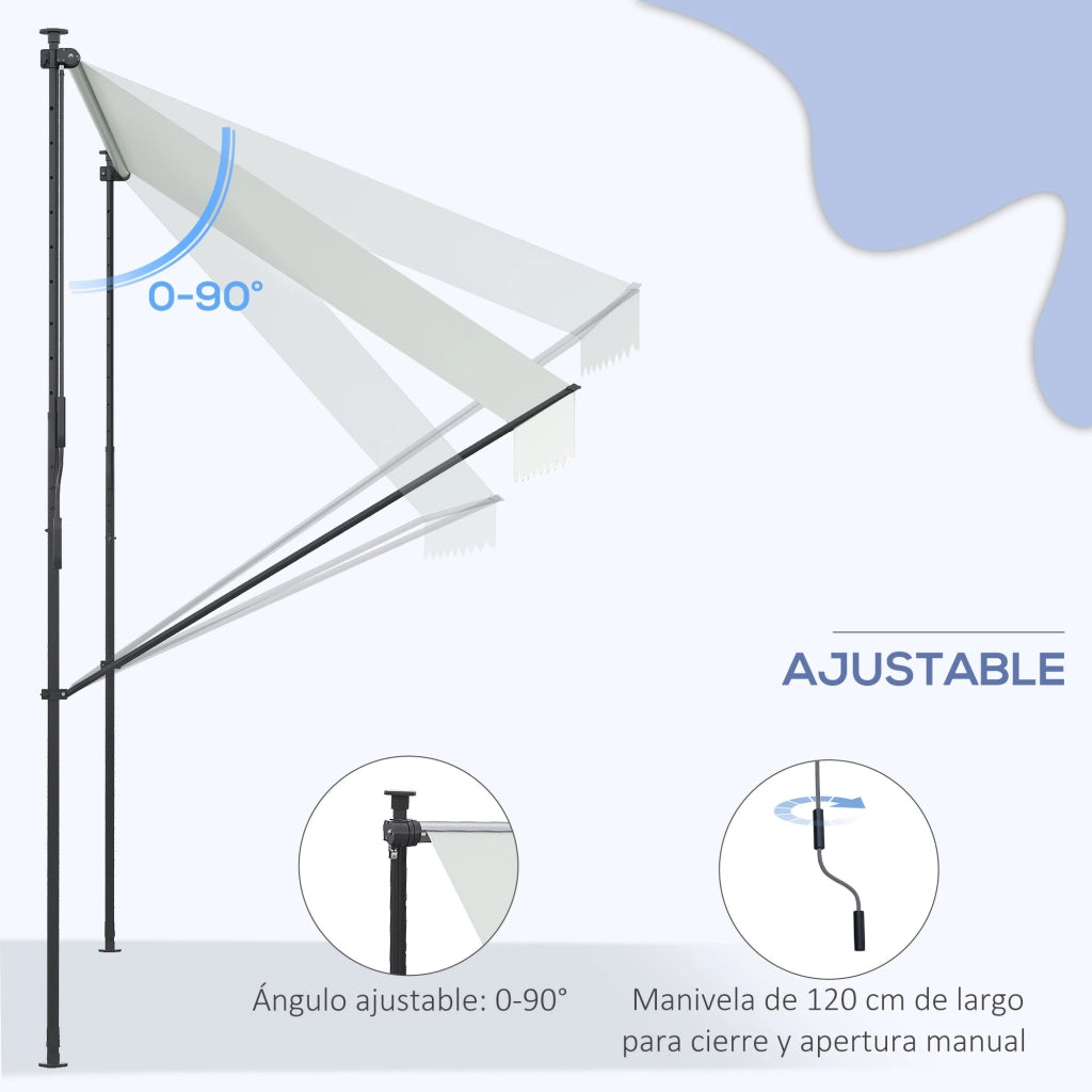 Toldo Retrattile Manuale per Balcone ¨C zephmum ¨C 300x175x210-310 cm Colore Crema