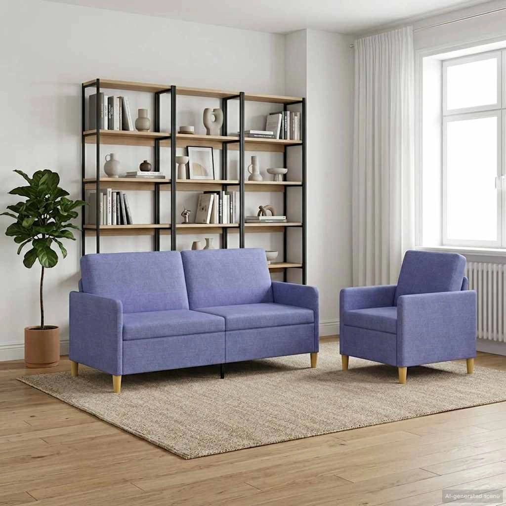 Set di Divani con Storage 2 pz Blu jeans Poliestere 3429217