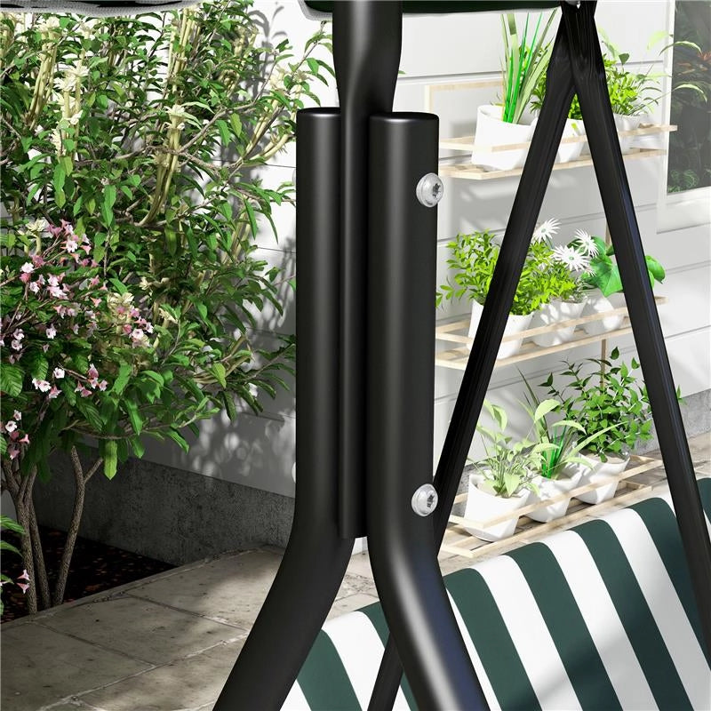 DONDOLO DA GIARDINO A 3 POSTI CON TETTUCCIO INCLINABILE E CUSCINI 172X110X153 CM VERDE