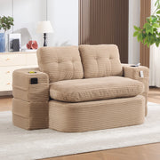 Poltrona letto 2 in 1 con seduta extra profonda schienale alto e doppio portabicchieri in velluto a coste kaki