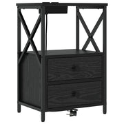 Comodino | Armadio da Notte | Mobiletto da notte Rovere Nero 40 x 31 x 60 cm Legno multistrato