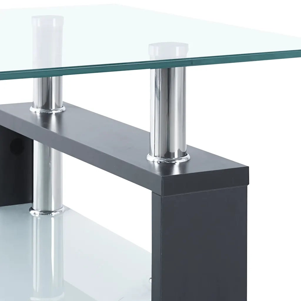 Tavolino Grigio e Trasparente 95x55x40 cm Vetro Temperato 330305