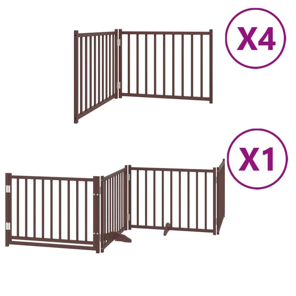 Cancelletto di sicurezza per animali domestici porta pieghevole 12 pannelli legno di pioppo marrone 02_0023156