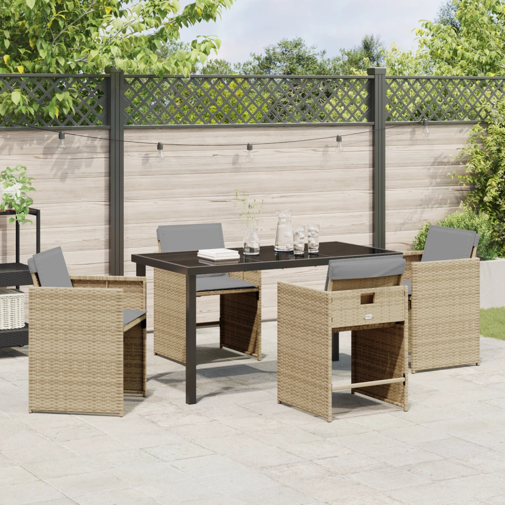 Set di Mobili da Giardino 5 Pezzi con Cuscini Beige Rattan Polipropilene