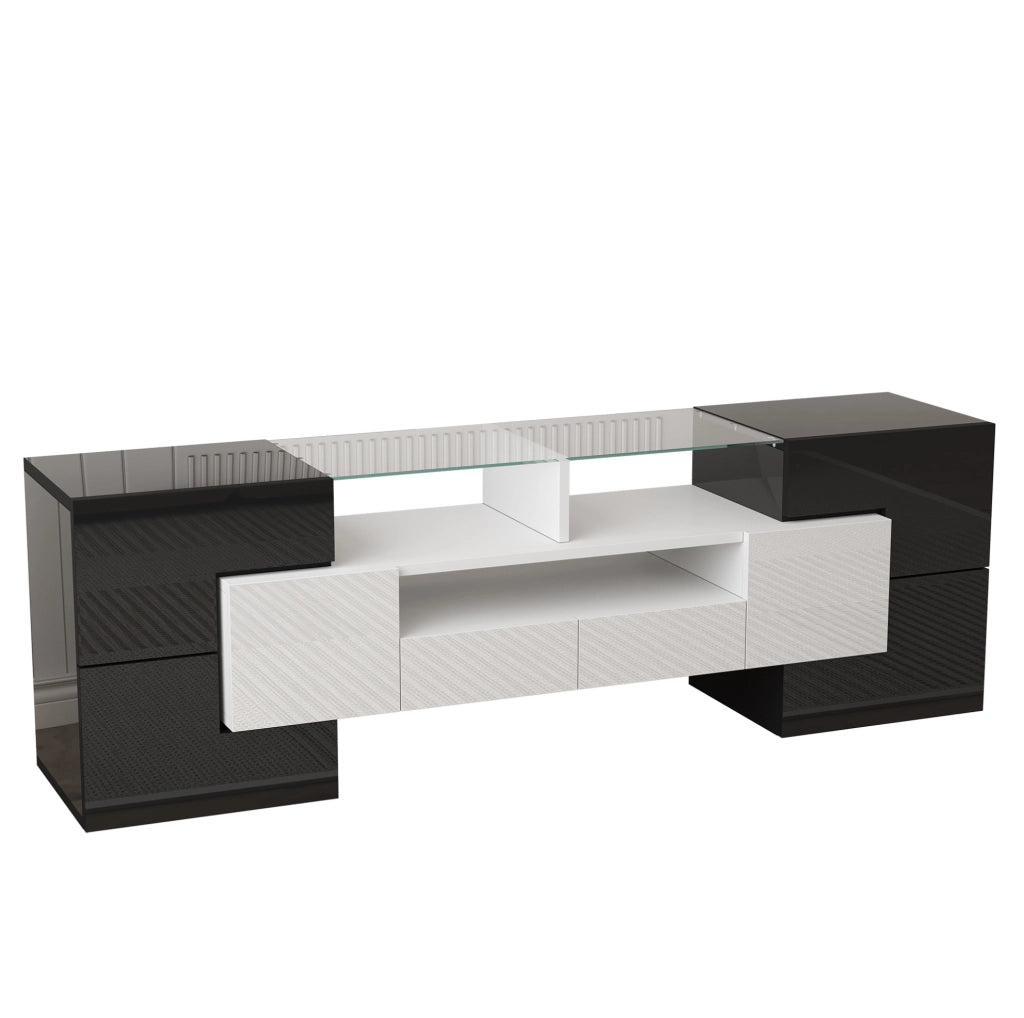 Mobile TV 145x30x51 cm con illuminazione LED multicolore e ampio spazio contenitivo