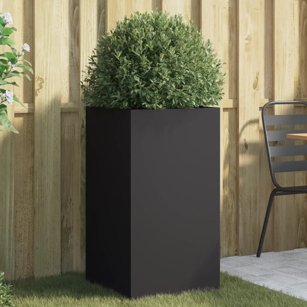 Fioriera | Cassetta per fiori | Vaso Nera 42x38x75 cm in Acciaio