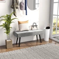 Panca Imbottita Fondoletto in Velluto con Gambe in Acciaio, 100x36x45cm, Grigio