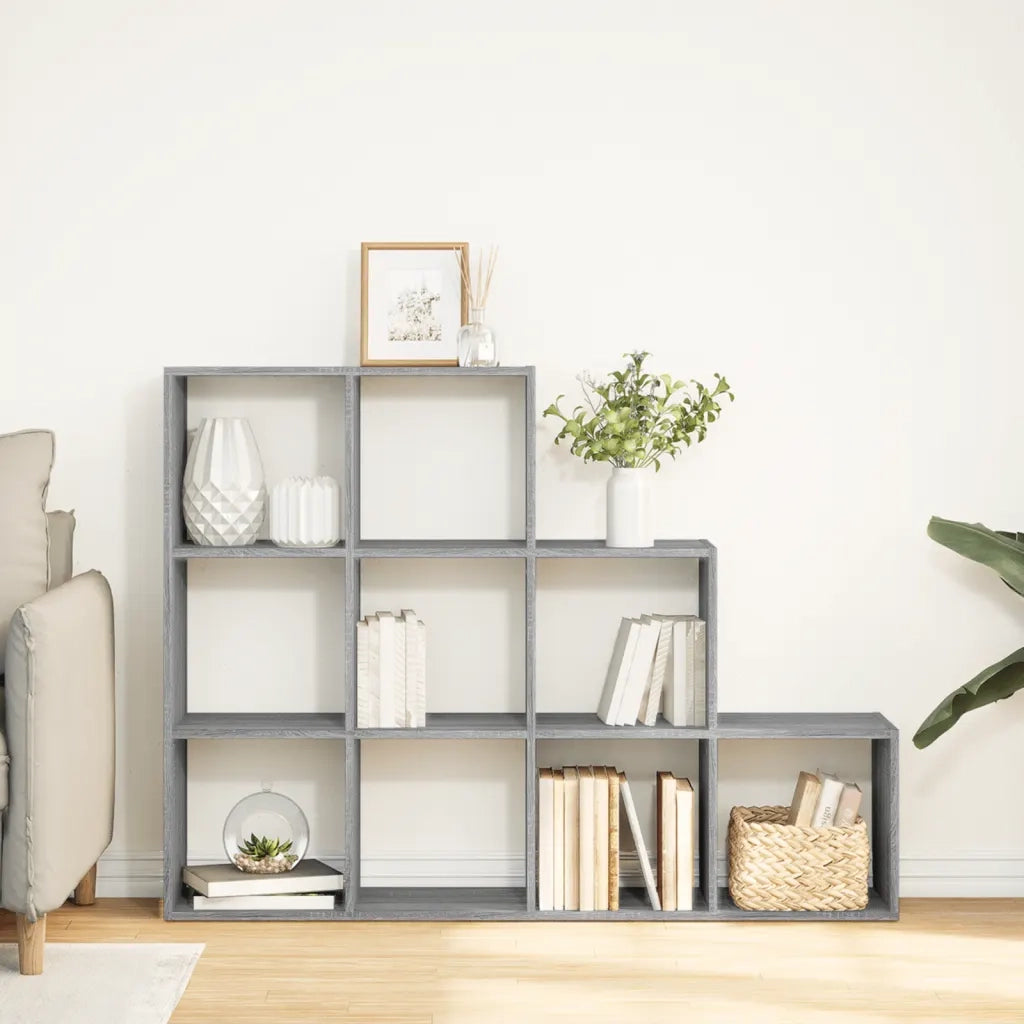 Libreria 3 Ripiani-Scaffale per Libri-Mobile di Stoccaggio Grigio Sonoma 137,5x29x103,5 cm Truciolato