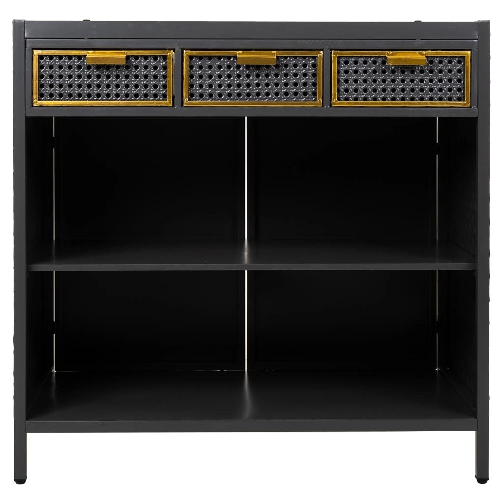 Credenza in metallo grigio e legno 80x40x79h