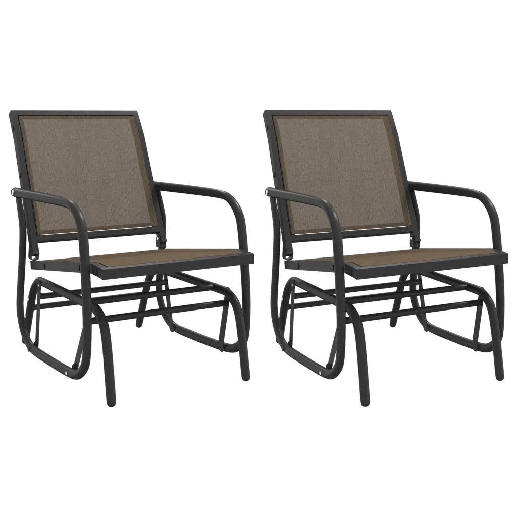 Sedie a Dondolo Giardino 2pz Marroni 61x76x87 Textilene Acciaio 362713