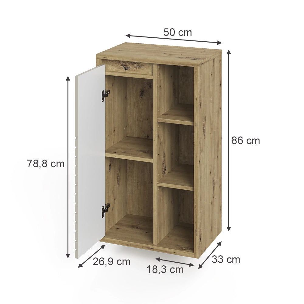 Mobiletto bagno Viola Rovere artigianale/Cachemire 50 x 86 cm Vicco