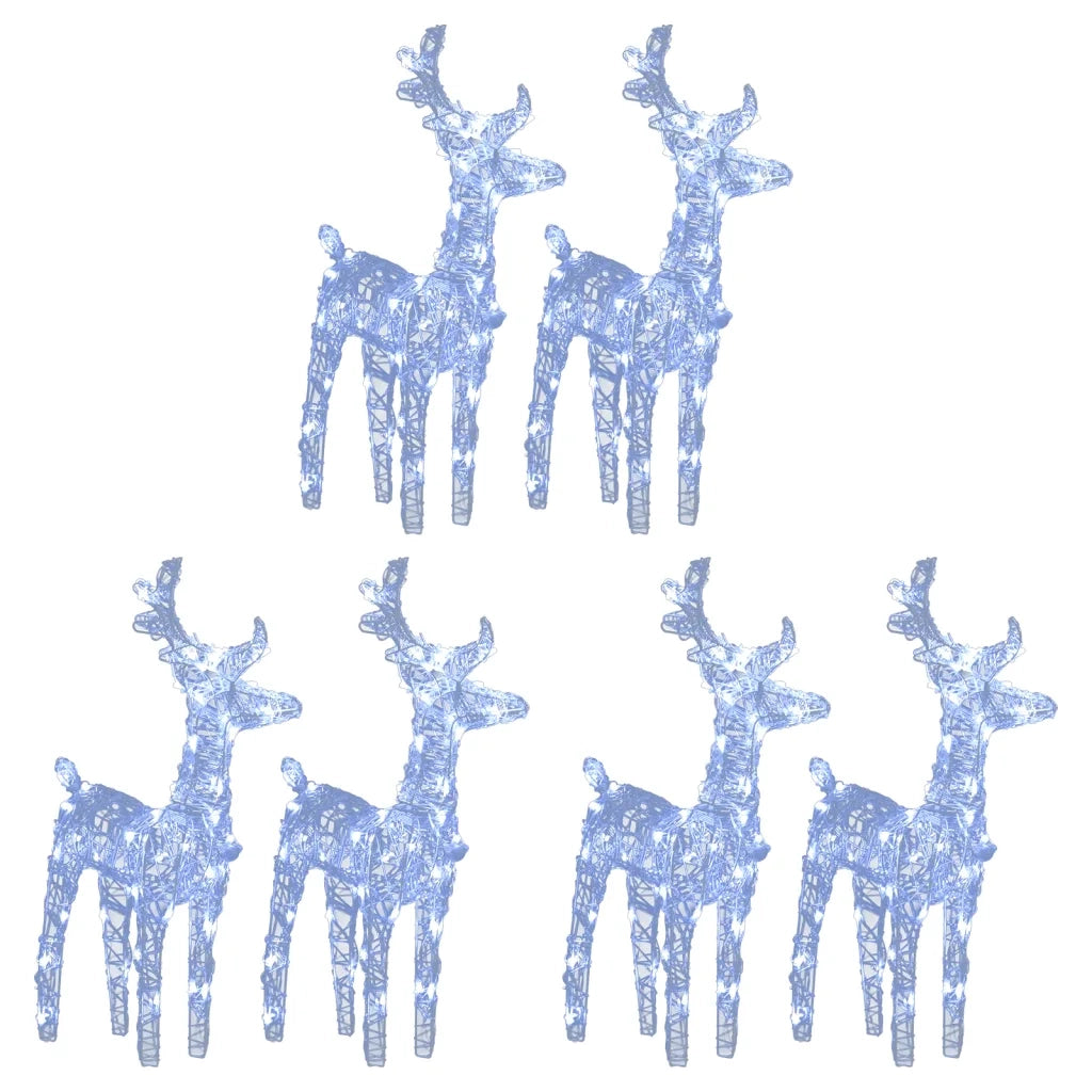 Renne di Natale 6 pz Bianco Freddo 240 LED-Luci decorative natalizie in Acrilico